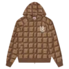 Chokoladefarvet vaffel-hoodie med gennemgående lynlås Chokoladefarvet vaffel-hoodie med gennemgående lynlås