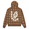 Chokoladefarvet vaffel-hoodie med gennemgående lynlås Chokoladefarvet vaffel-hoodie med gennemgående lynlås