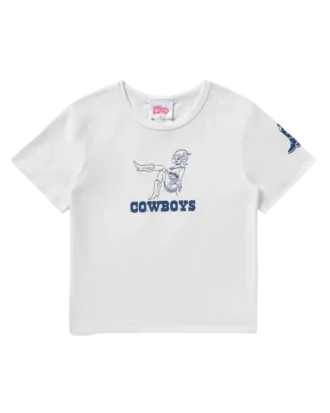 Dallás Cowboys kort T-shirt til kvinder med “Space Cowgirl”-motiv