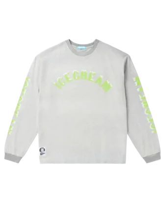 Damaged bomulds-T-shirt med lange ærmer og Running Dog