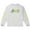 Damaged bomulds-T-shirt med lange ærmer og Running Dog