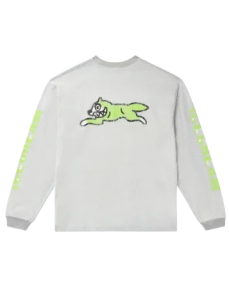 Damaged bomulds-T-shirt med lange ærmer og Running Dog