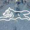 Denimbukser med ternet for