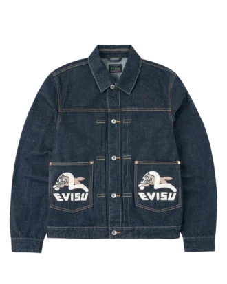 Denimjakke med mågeprint og broderi Denimjakke med mågeprint og broderi