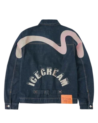 Denimjakke med mågeprint og broderi Denimjakke med mågeprint og broderi