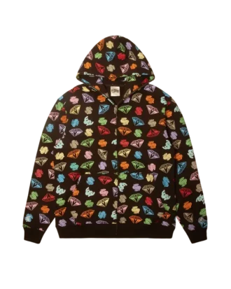 Diamonds & Dollars-hoodie med gennemgående lynlås