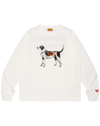Grafisk langærmet T-shirt