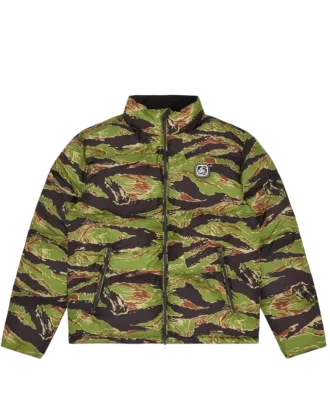 Pufferjakke med tigerstriber
