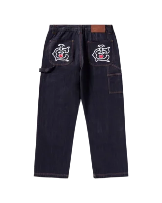 Selvedge-running dog-bukser i denim med løbende hund