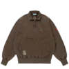 Sweatshirt med broderet logo og halv lynlås