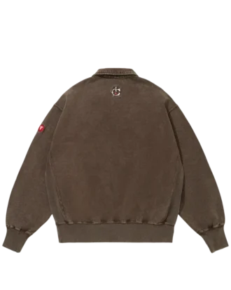 Sweatshirt med broderet logo og halv lynlås